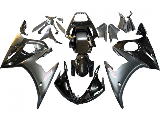 2006-2009 Yamaha YZF R6S Motorcycle Fairings - Glossy Black Matte Black Gold Chameleon Canada