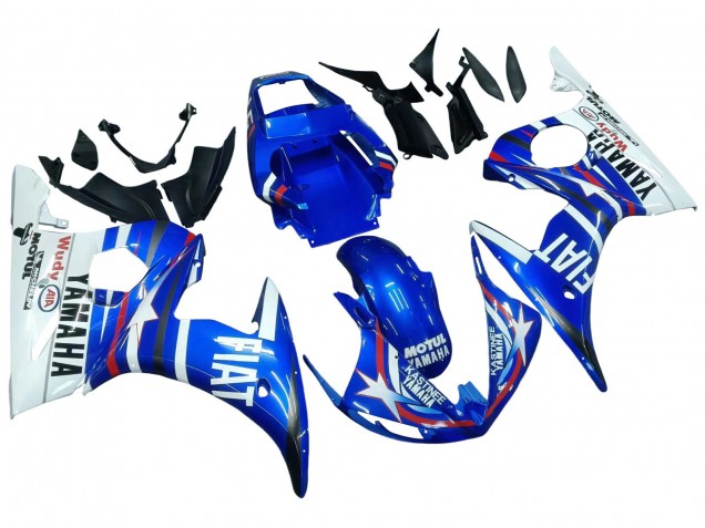2005 Yamaha YZF 600 R6 Motorcycle Fairings - Blue White Red Motul Michelin Fiat Canada