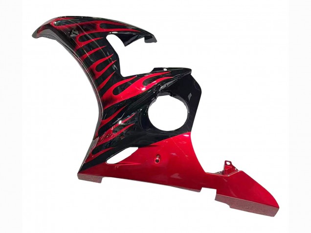 2005 Yamaha YZF 600 R6 Motorcycle Fairings - Black with Red Flame Canada