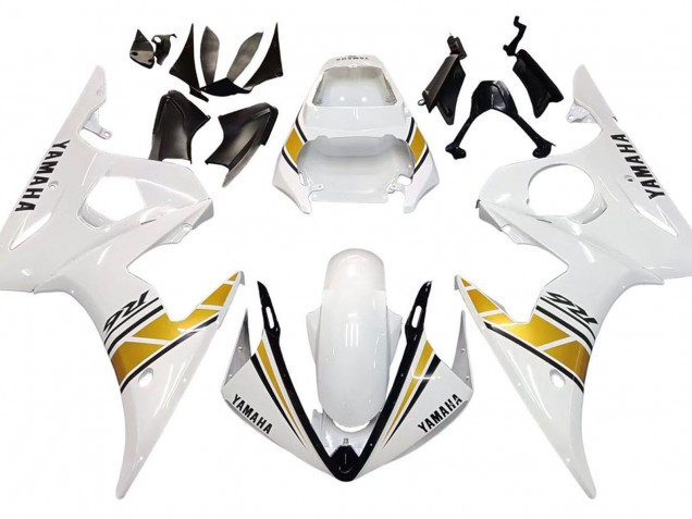 2005 Yamaha YZF 600 R6 Motorcycle Fairings - White Gold Black Canada