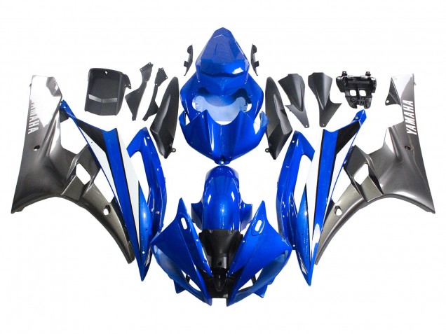 2006-2007 Yamaha YZF 600 R6 Motorcycle Fairings - Blue White Glossy Black Canada