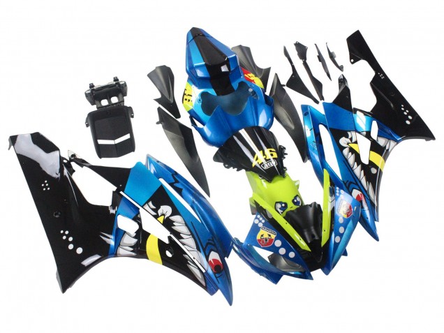 2006-2007 Yamaha YZF 600 R6 Motorcycle Fairings - Blue Neon Green Black Shark Canada