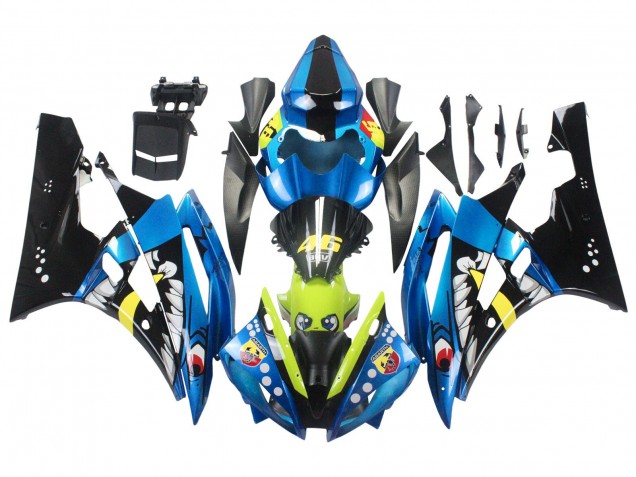 2006-2007 Yamaha YZF 600 R6 Motorcycle Fairings - Blue Neon Green Black Shark Canada