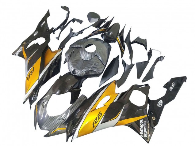 2017-2025 Yamaha YZF 600 R6 Motorcycle Fairings - Gold Black Carbon Fiber Canada