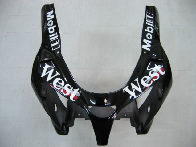 2000-2001 Kawasaki ZX9R Motorcycle Fairings - Glossy Black White West Canada