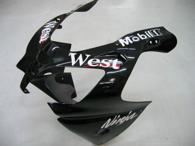2000-2001 Kawasaki ZX9R Motorcycle Fairings - Glossy Black White West Canada