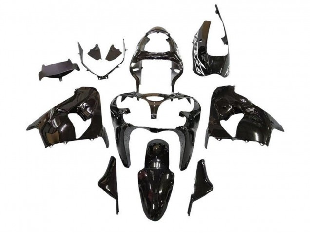 2000-2001 Kawasaki ZX9R Motorcycle Fairings - Glossy Black White Decal Canada
