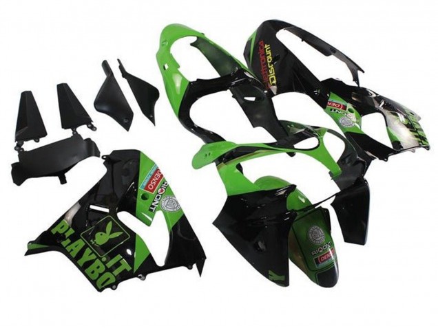 2002-2003 Kawasaki ZX9R Motorcycle Fairings - Green Black Playboy Canada