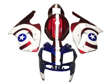 2000-2001 Kawasaki ZX12R Motorcycle Fairings - Candy Red White Blue Captain America Canada