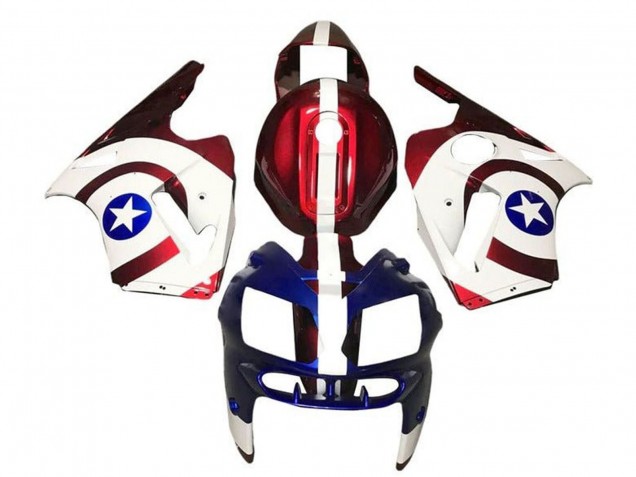 2000-2001 Kawasaki ZX12R Motorcycle Fairings - Candy Red White Blue Captain America Canada