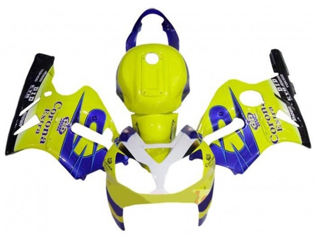 2000-2001 Kawasaki ZX12R Motorcycle Fairings - Yellow White Blue Corona Extra Canada
