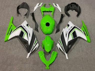 2013-2024 Kawasaki EX300 Motorcycle Fairings - Green White Black Stripe Canada
