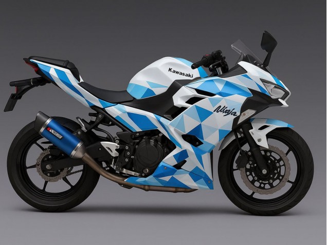 2024-2026 Kawasaki Ninja 500 EX500R Motorcycle Fairings - White Blue Geometric Canada
