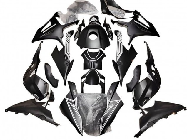 2019-2022 BMW S1000RR Motorcycle Fairings - Matte Black White Lines Canada