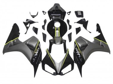 2006-2007 Honda CBR1000RR Motorcycle Fairings - Grey Glossy Black Yellow Stripe Canada