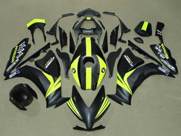 2012-2016 Honda CBR1000RR Motorcycle Fairings - Matte Black Yellow Stripe Canada