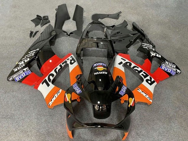 2000-2001 Honda CBR900RR 929 Motorcycle Fairings - Orange White Red Glossy Black Repsol Canada