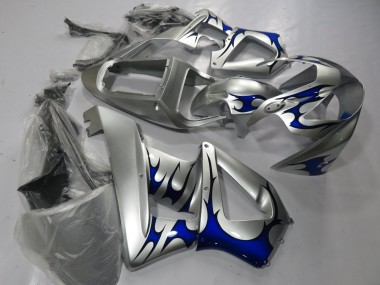 2000-2001 Honda CBR900RR 929 Motorcycle Fairings - Silver Blue Tribal Canada