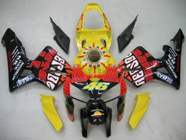 2005-2006 Honda CBR600RR Motorcycle Fairings - Black Yellow Rossi Canada