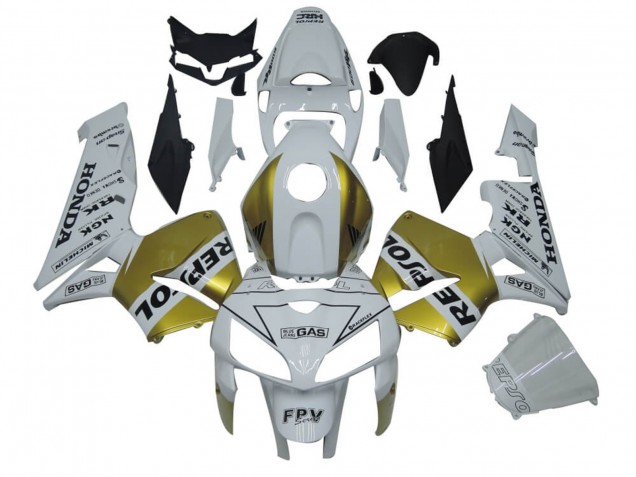 2005-2006 Honda CBR600RR Motorcycle Fairings - White Gold Repsol Canada