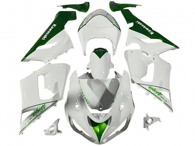 2005-2006 Kawasaki ZX6R Motorcycle Fairings - White Green Canada