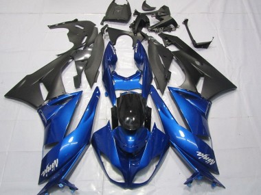 2007-2008 Kawasaki ZX6R Motorcycle Fairings - Blue Matte Black White Canada