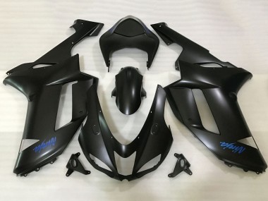 2007-2008 Kawasaki ZX6R Motorcycle Fairings - Matte Black Blue Ninja Canada
