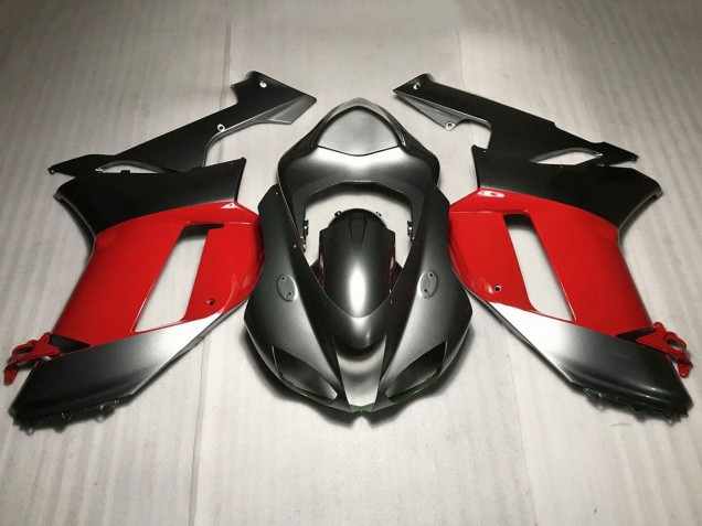 2007-2008 Kawasaki ZX6R Motorcycle Fairings - Silver Red Canada