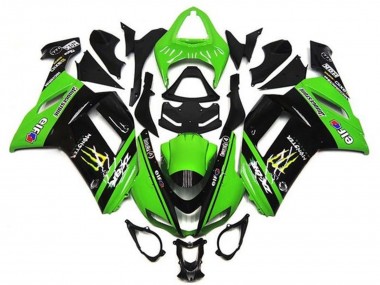 2007-2008 Kawasaki ZX6R Motorcycle Fairings - Green Black Monster Elf Canada