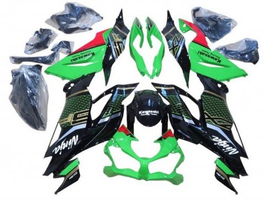 2019-2022 Kawasaki ZX6R Motorcycle Fairings - Green Red Glossy Black Honeycomb Canada