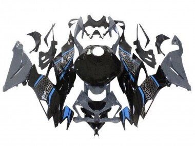 2019-2022 Kawasaki ZX6R Motorcycle Fairings - Grey Blue Black Honeycomb Canada