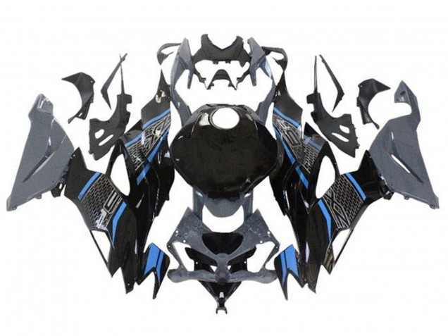 2019-2022 Kawasaki ZX6R Motorcycle Fairings - Grey Blue Black Honeycomb Canada