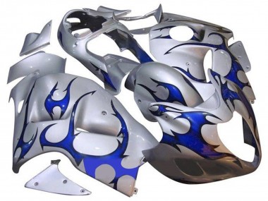 1996-2007 Suzuki GSXR 1300 Hayabusa Motorcycle Fairings - Silver Blue Tribal Canada