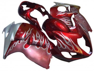 1996-2007 Suzuki GSXR 1300 Hayabusa Motorcycle Fairings - Red Silver Flame Canada