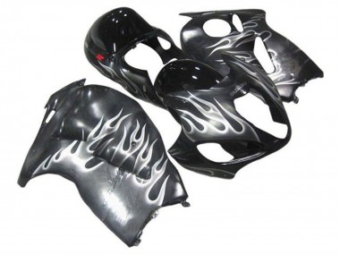 1996-2007 Suzuki GSXR 1300 Hayabusa Motorcycle Fairings - Grey Black White Flame Canada