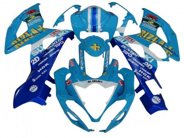 2005-2006 Suzuki GSXR 1000 Motorcycle Fairings - Blue White Stripe Rizla Canada