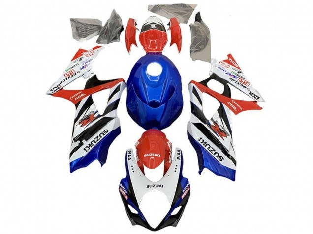 2005-2006 Suzuki GSXR 1000 Motorcycle Fairings - White Red Blue Black Stripe Canada