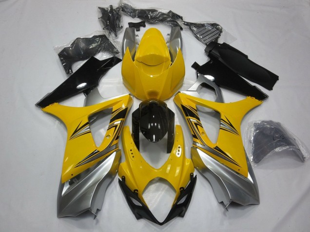 2007-2008 Suzuki GSXR 1000 Motorcycle Fairings - Yellow Silver Black Canada
