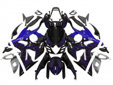 2009-2016 Suzuki GSXR 1000 Motorcycle Fairings - Glossy Black Blue Flame Canada