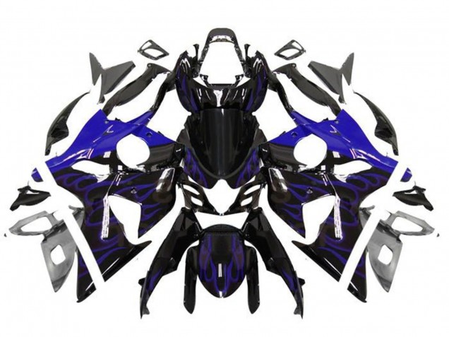2009-2016 Suzuki GSXR 1000 Motorcycle Fairings - Glossy Black Blue Flame Canada