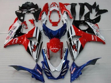 2009-2016 Suzuki GSXR 1000 Motorcycle Fairings - White Red Blue Black Stripe Canada