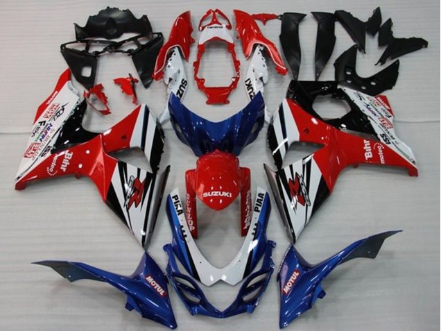 2009-2016 Suzuki GSXR 1000 Motorcycle Fairings - White Red Blue Black Stripe Canada