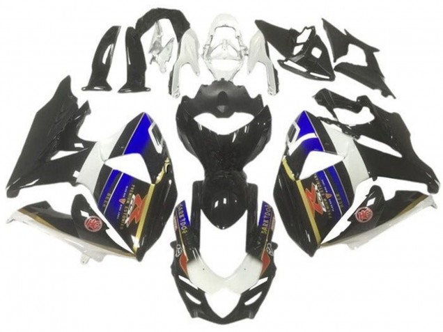 2009-2016 Suzuki GSXR 1000 Motorcycle Fairings - White Blue Black Gold Stripe Canada