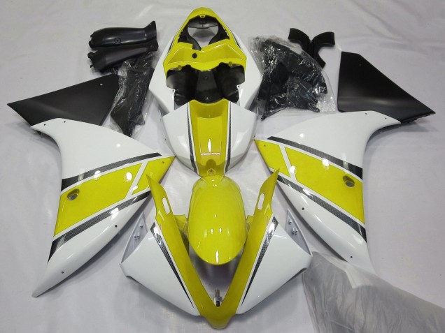 2012-2014 Yamaha YZF 1000 R1 Motorcycle Fairings - White Yellow Matte Black Canada