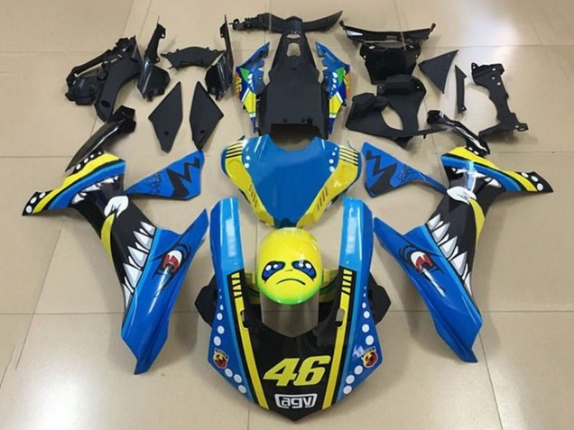 2015-2019 Yamaha YZF 1000 R1 Motorcycle Fairings - Blue Yellow Black Shark 46 Canada