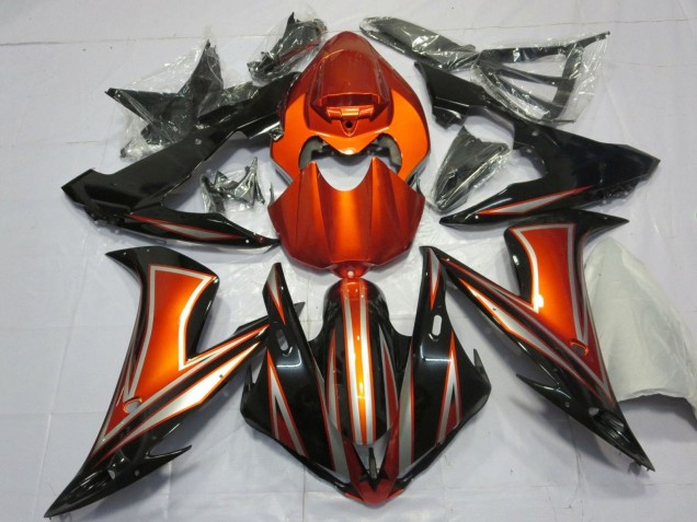 2004-2006 Yamaha YZF 1000 R1 Motorcycle Fairings - Orange Glossy Black Canada