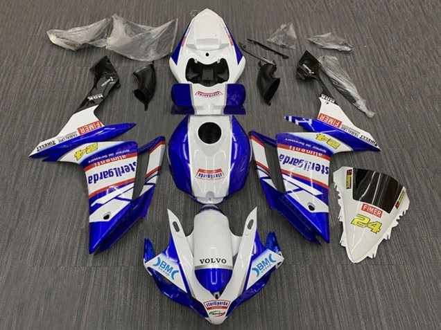 2007-2008 Yamaha YZF 1000 R1 Motorcycle Fairings - White Blue Red Volvo Fimer Sterilgarda Canada