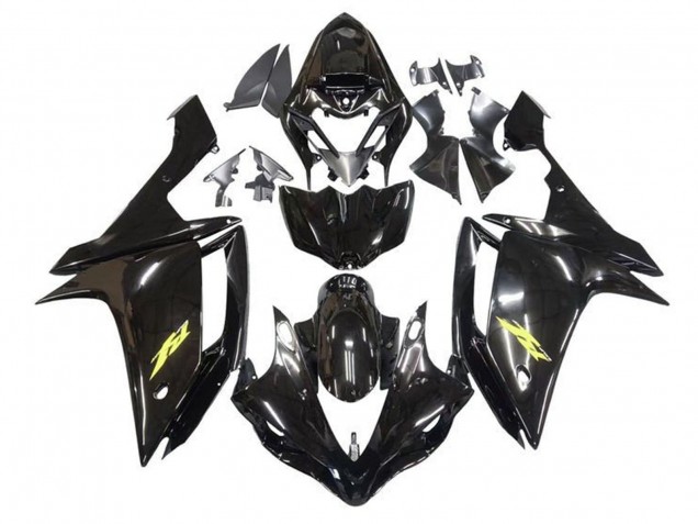 2007-2008 Yamaha YZF 1000 R1 Motorcycle Fairings - Glossy Black Gold Decal Canada