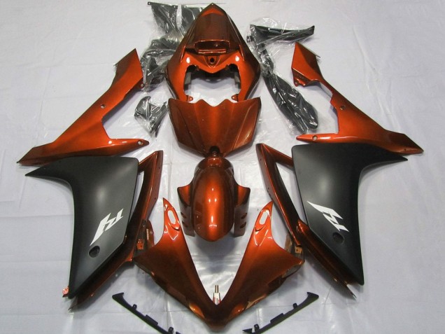 2007-2008 Yamaha YZF 1000 R1 Motorcycle Fairings - Orange Matte Black Canada