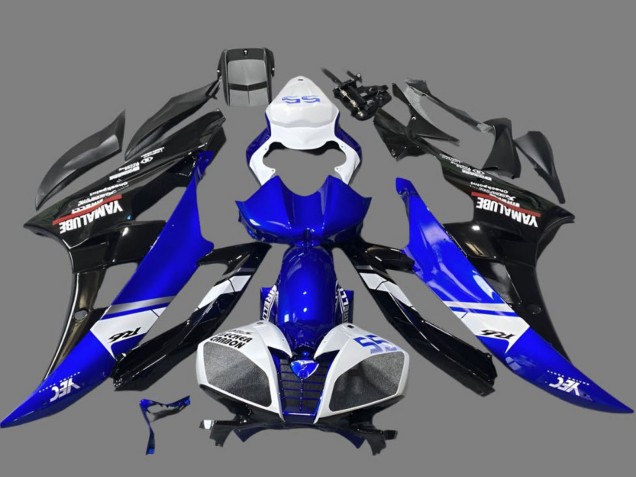 2006-2007 Yamaha YZF R6 Motorcycle Fairings - White Blue Glossy Black Yamalube Canada